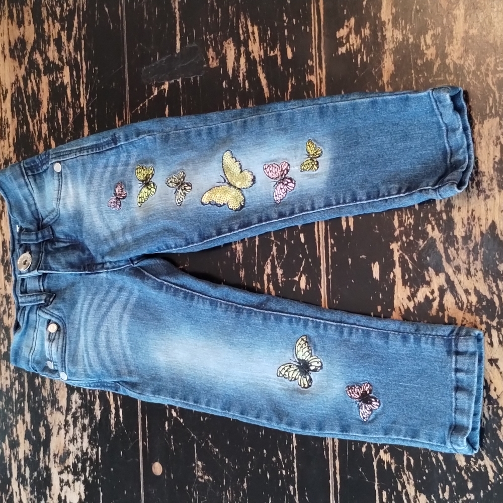 Pink Velvet Butterfly Jeans Sz 3T 🦋